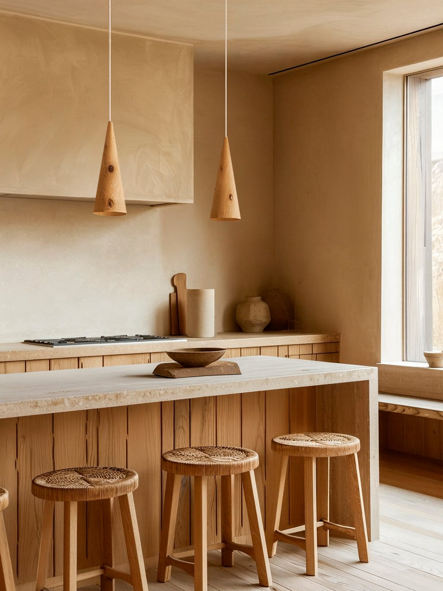 Não há luz sem Sombra | Candeeiro Cónico Suspenso Natural